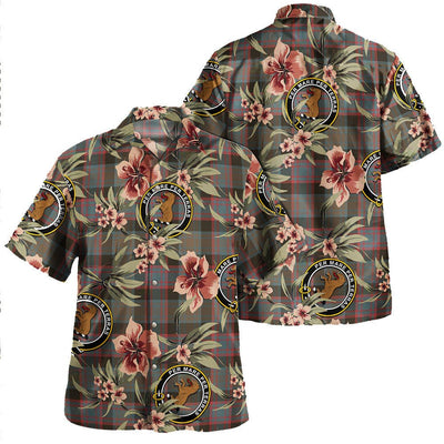 Alexander Hunting Weathered Tartan Clan Crest Badge Aloha Hawaiian Shirt Tropical Old Style TE65