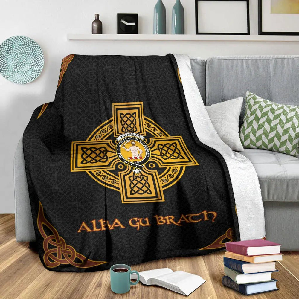 Allardice Clan Crest Premium Blanket Black Celtic Cross Style MI73 Clan Ross Tartan Today