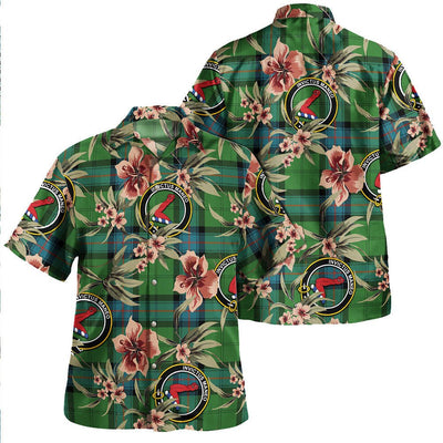 Armstrong Ancient Tartan Clan Crest Badge Aloha Hawaiian Shirt Tropical Old Style JD86