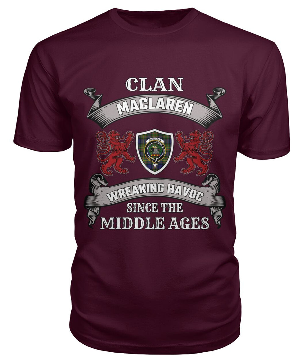 Clan MacLaren Family Tartan 2D T-shirt QG49 MacLaren Tartan Clan Tartan T-Shirt Maroon S MacLaren Tartan Clan