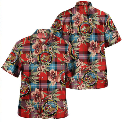 Baillie of Polkemmet Red Weathered Tartan Clan Crest Badge Aloha Hawaiian Shirt Tropical Old Style DF94