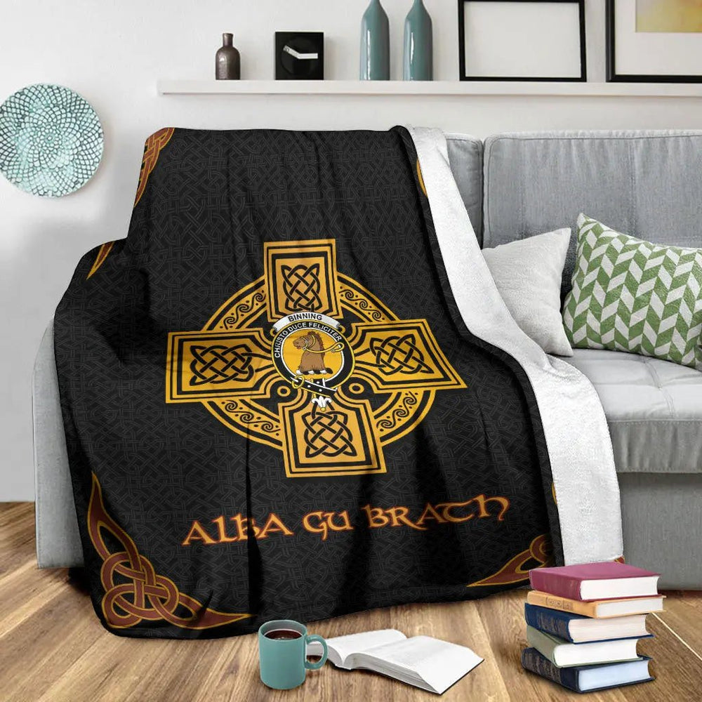 Binning Clan Crest Premium Blanket Black Celtic Cross Style HJ16 Clan Ross Tartan Today