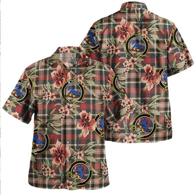 Bruce of Kinnaird Weathered Tartan Clan Crest Badge Aloha Hawaiian Shirt Tropical Old Style SM11