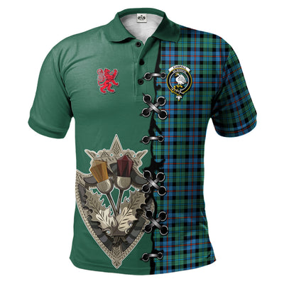 Clan Campbell of Cawdor Ancient Tartan Polo Shirt - Lion Rampant And Celtic Thistle Style