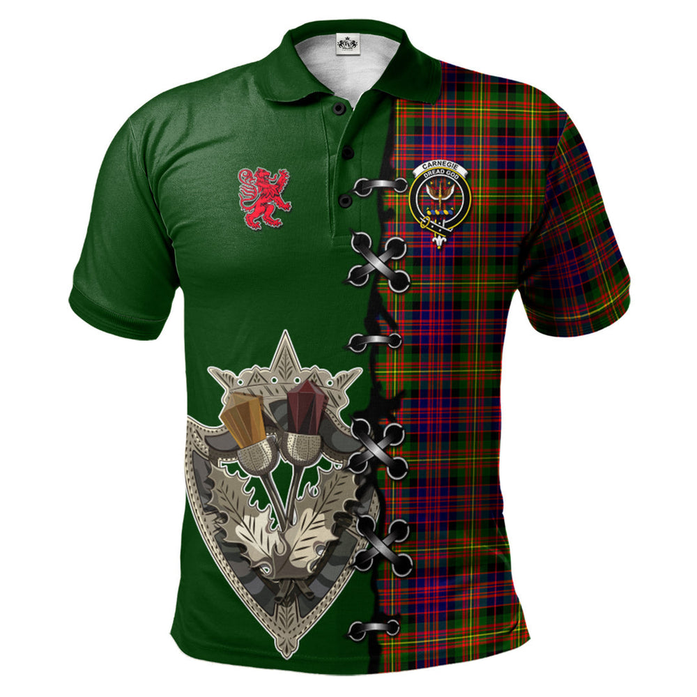 Clan Carnegie Modern Tartan Polo Shirt - Lion Rampant And Celtic Thistle Style BU52 Carnegie Modern Tartan Tartan Polo