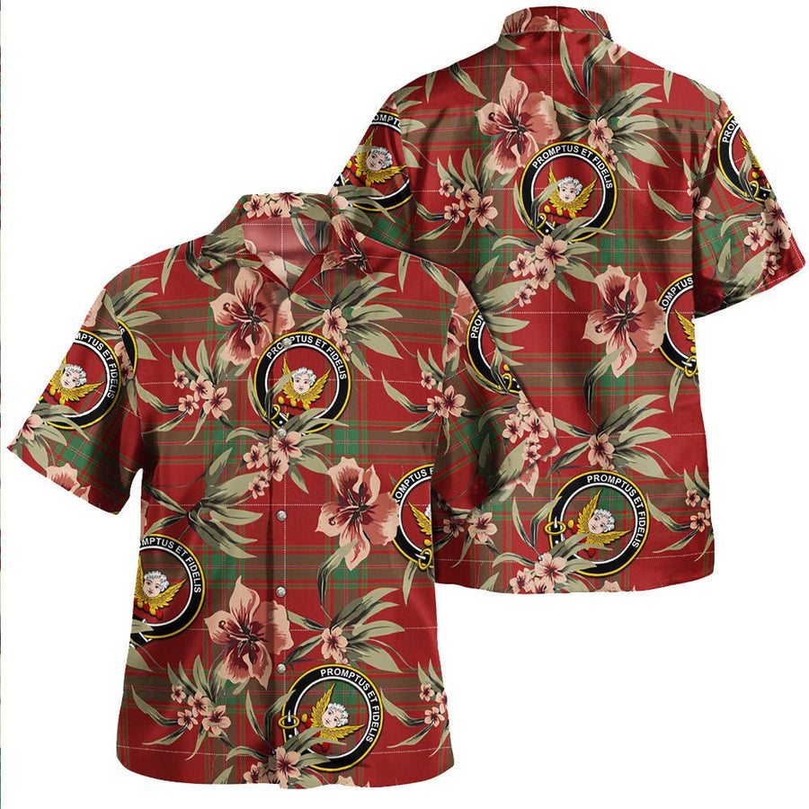 Carruthers Modern Tartan Clan Crest Badge Aloha Hawaiian Shirt Tropical Old Style