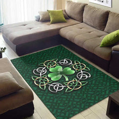 Celtic Ireland Area Rug Irish Shamrock with Celtic Knot