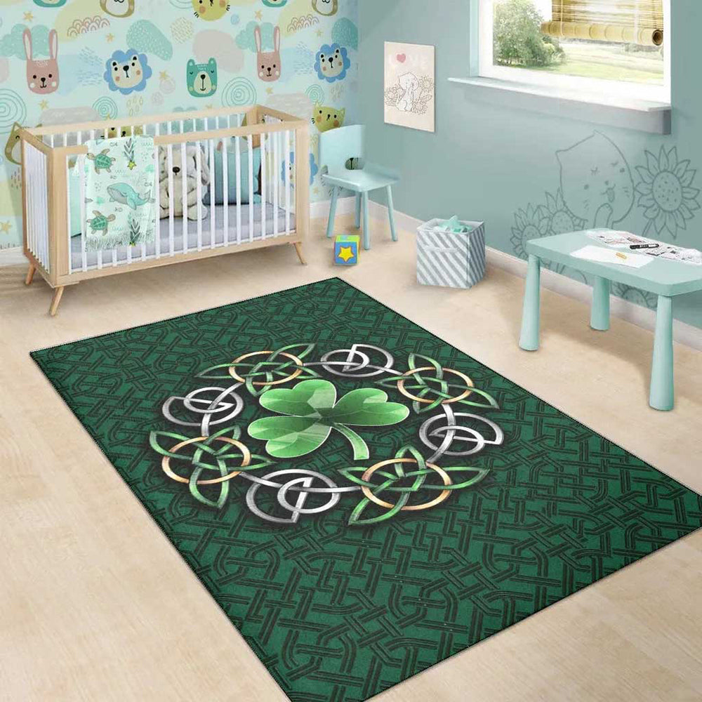 Celtic Ireland Area Rug Irish Shamrock with Celtic Knot