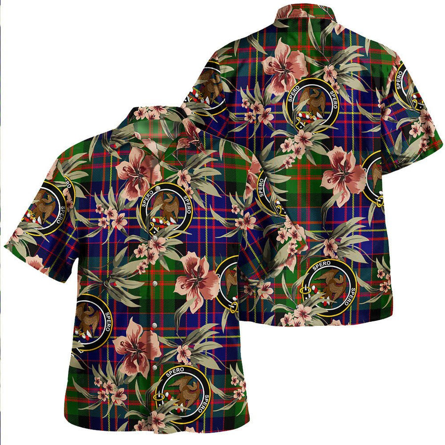 Chalmers Modern Tartan Clan Crest Badge Aloha Hawaiian Shirt Tropical Old Style