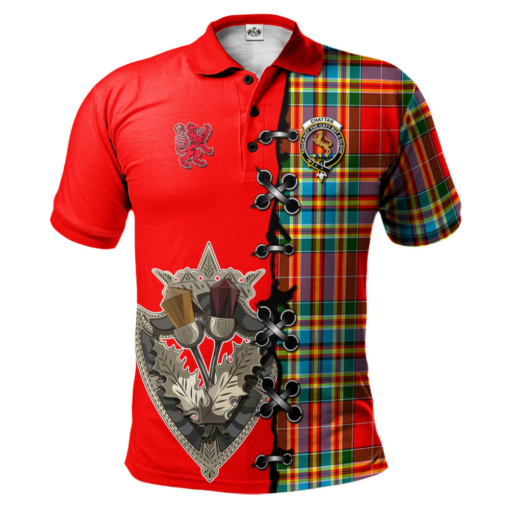 Clan Chattan Clan Tartan Polo Shirt - Lion Rampant And Celtic Thistle Style YB31 Chattan Tartan Tartan Tartan Polo