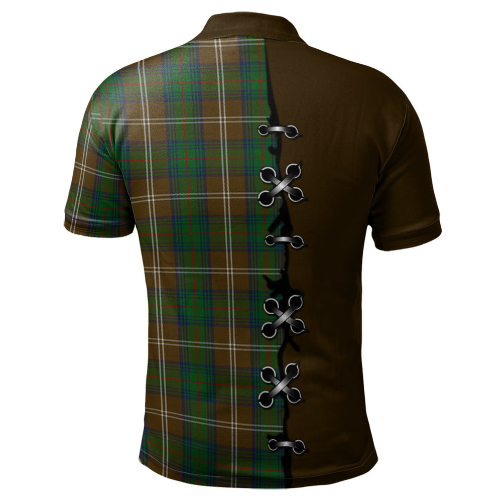 Clan Chisholm Hunting Tartan Polo Shirt - Lion Rampant And Celtic Thistle Style BG74 Chisholm Hunting Tartan Tartan Polo