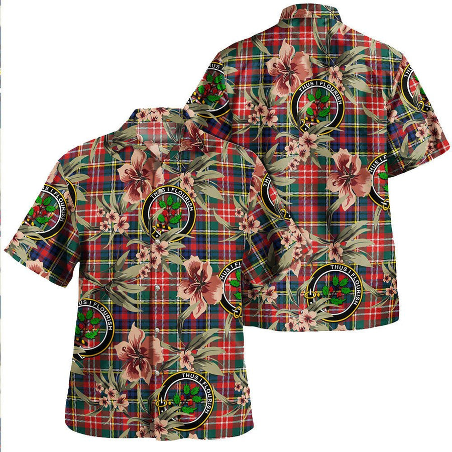 Christie Modern Tartan Clan Crest Badge Aloha Hawaiian Shirt Tropical Old Style