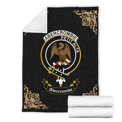 Clan Abercrombie Crest Tartan Premium Blanket Black ET73