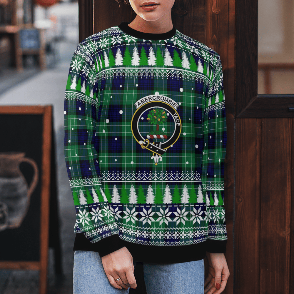 Clan Abercrombie Modern Crest Tartan Christmas Ugly Sweater FC42 Abercrombie Modern Crest Tartan Tartan Ugly Sweater