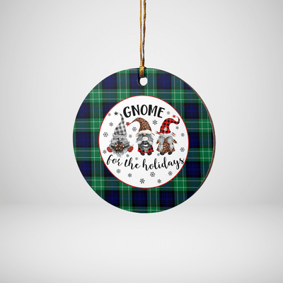 Clan Abercrombie Modern Tartan Gnome Round Ceramic Ornament OD19