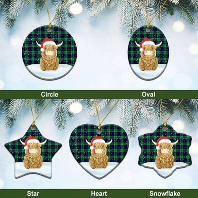 Clan Abercrombie Tartan Christmas Ceramic Ornament Highland Cows Style CC54