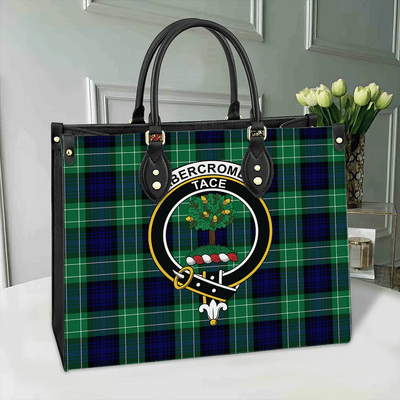 Clan Abercrombie Tartan Crest Leather Bag JC13