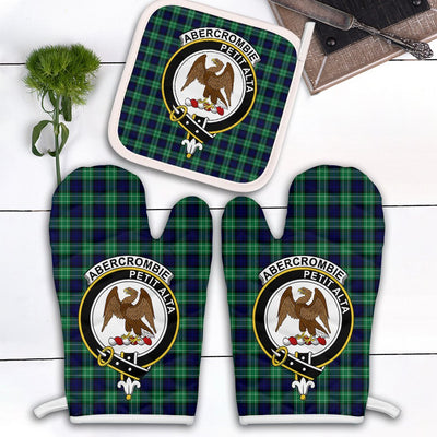 Clan Abercrombie Tartan Crest Oven Mitt And Pot Holder (2 Oven Mitts + 1 Pot Holder) XV21