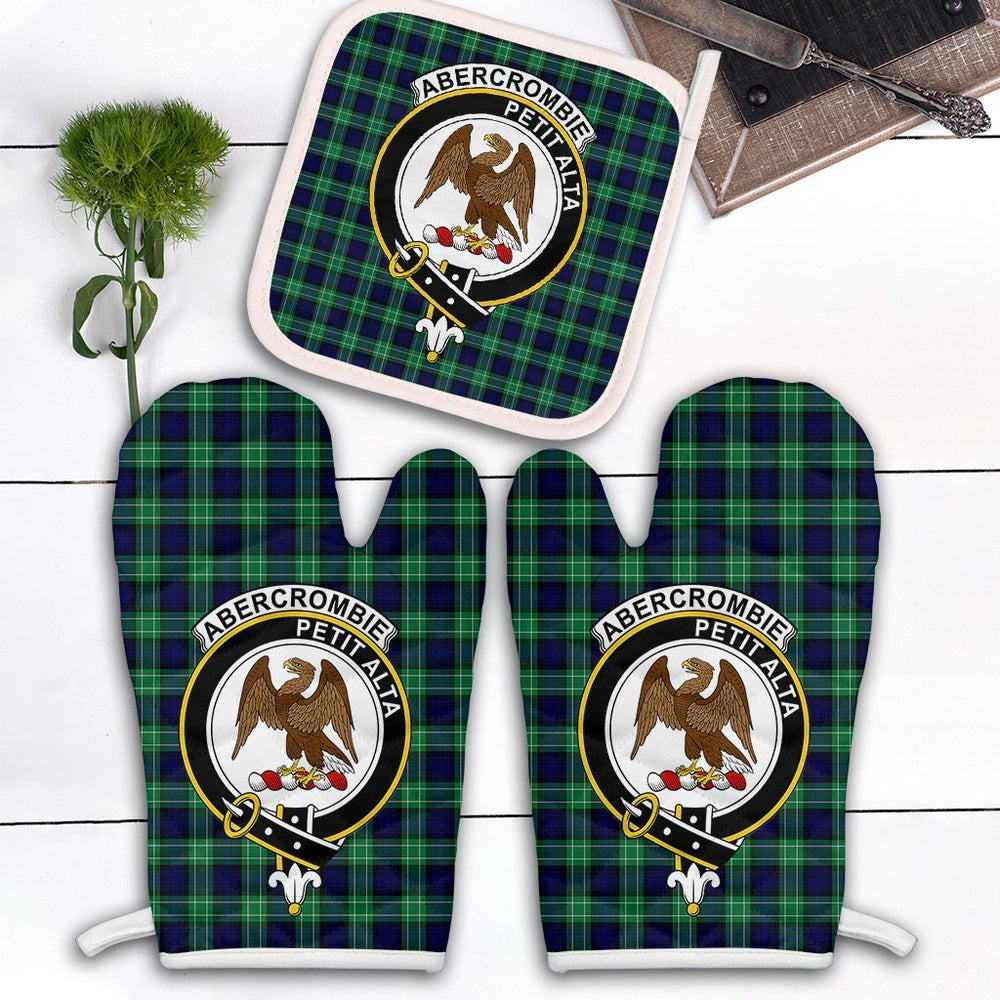 Clan Abercrombie Tartan Crest Oven Mitt And Pot Holder (2 Oven Mitts + 1 Pot Holder) XV21 Clan Abercrombie Tartan Today