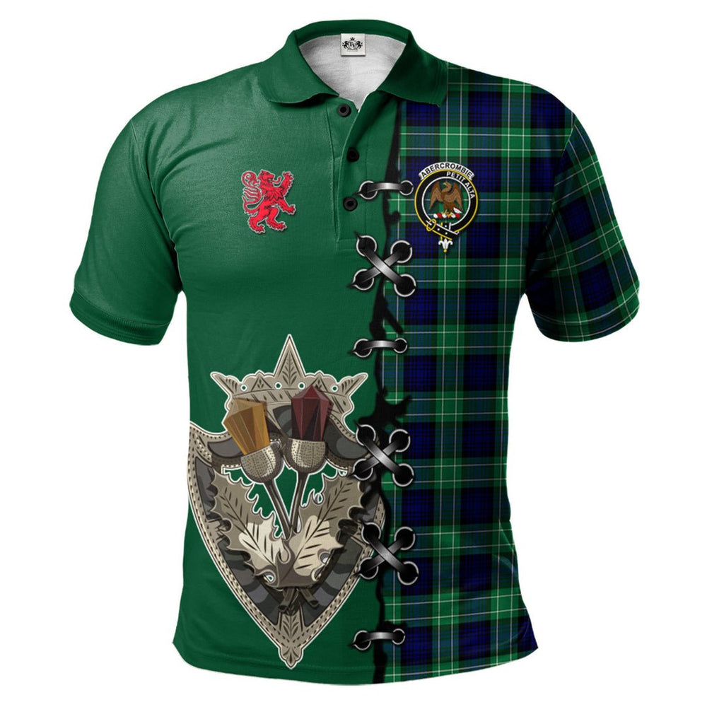 Clan Abercrombie Tartan Polo Shirt - Lion Rampant And Celtic Thistle Style ZA99 Abercrombie Tartan Tartan Polo