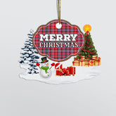 Clan Aberdeen District "Merry Christmas" Tartan Acrylic Ornament HY66 Aberdeen District Tartan Tartan Christmas