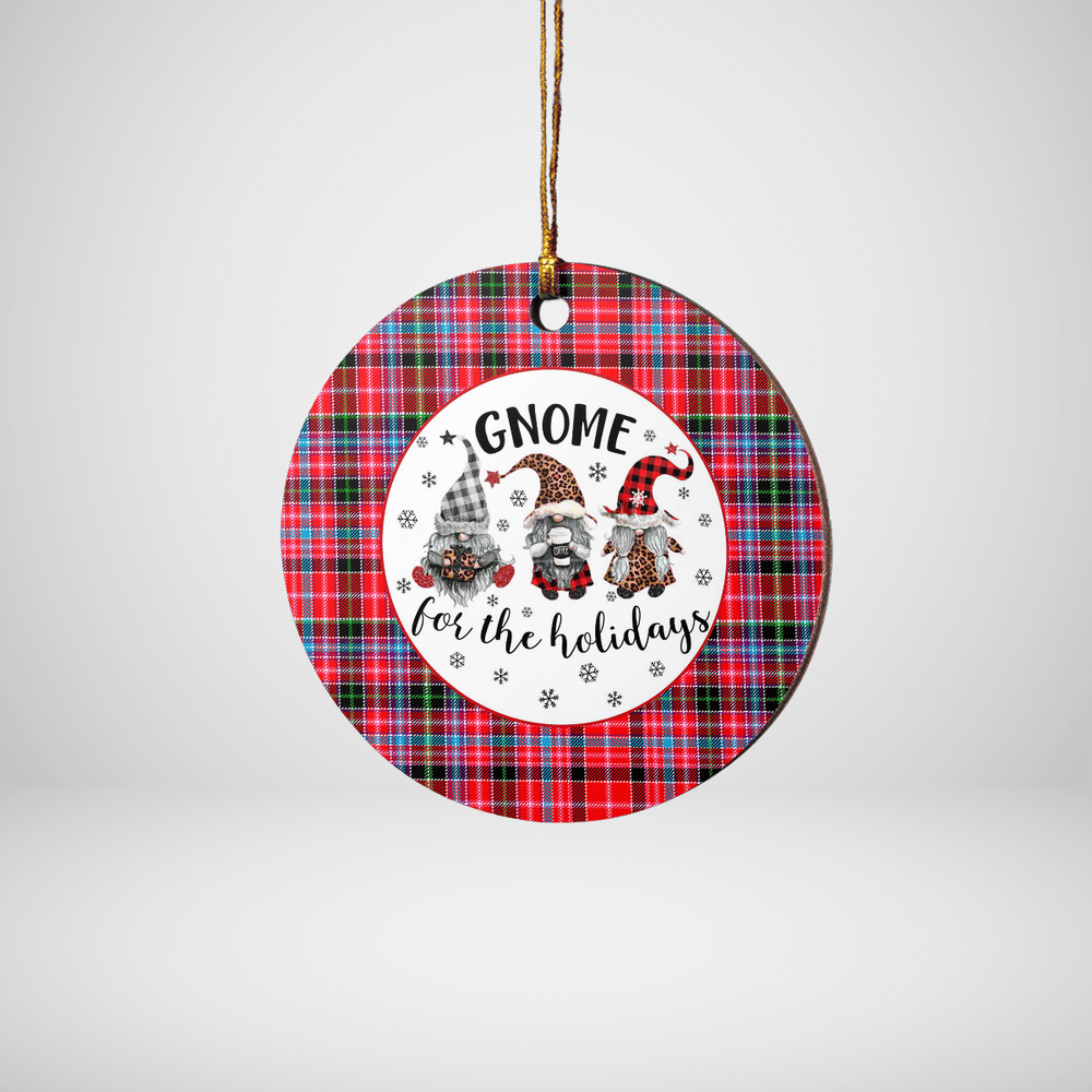 Clan Aberdeen District Tartan Gnome Round Ceramic Ornament KU58 Aberdeen District Tartan Tartan Christmas