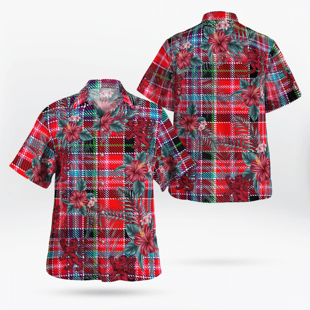 Clan Aberdeen District Tartan Scottish Lion Hawaiian Shirt XT97 Aberdeen District Tartan Tartan Hawaii Shirt