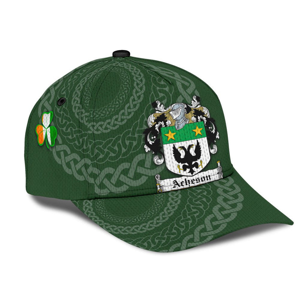 Clan Acheson Coat Of Arms - Irish Family Crest St Patrick's Day Classic CapGQ58 Classic Cap - Acheson Coat Of Arms St Patrick's Day Classic Cap Irish Cap