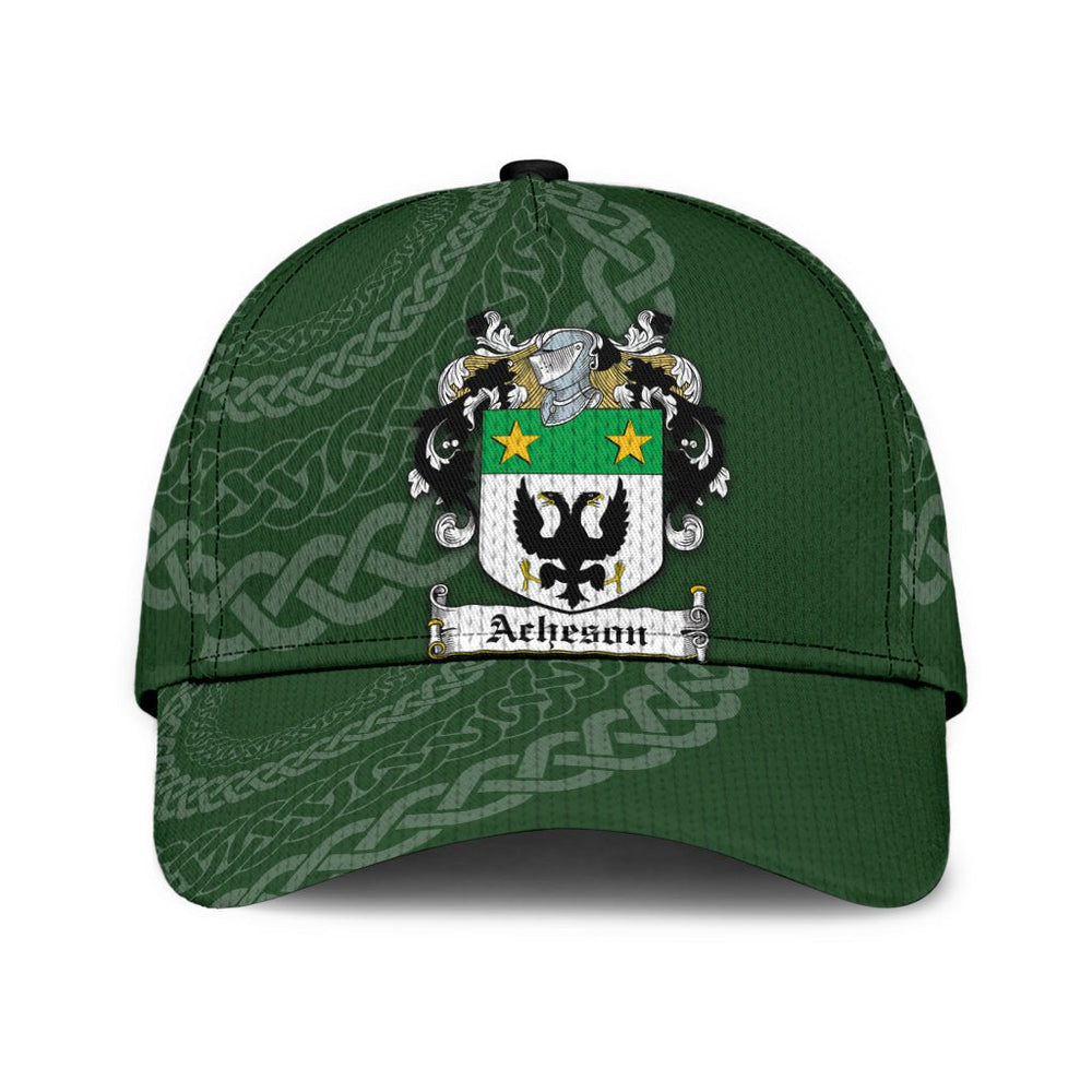 Clan Acheson Coat Of Arms - Irish Family Crest St Patrick's Day Classic CapGQ58 Classic Cap - Acheson Coat Of Arms St Patrick's Day Classic Cap Irish Cap