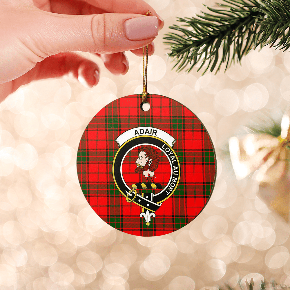 Clan Adair Tartan Crest Round Ceramic Ornament DB89 Adair Tartan Tartan Christmas