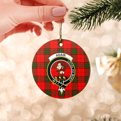 Clan Adair Tartan Crest Round Ceramic Ornament DB89 Adair Tartan Tartan Christmas
