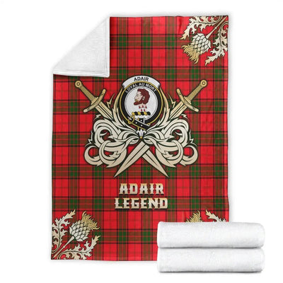 Clan Adair Tartan Gold Courage Symbol Blanket IZ96