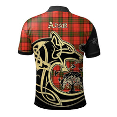 Clan Adair Tartan Polo Shirt Viking Wolf GX15 Adair Tartan Tartan Polo