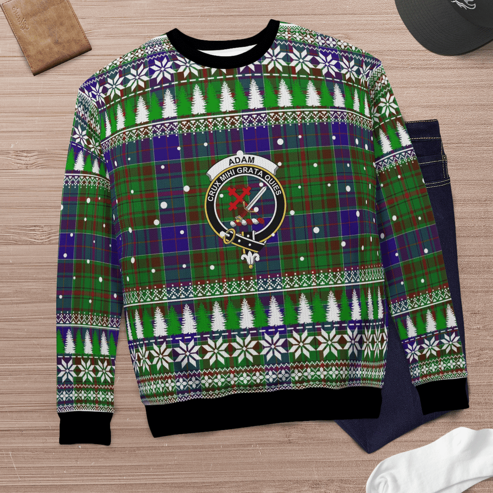 Clan Adam Crest Tartan Christmas Ugly Sweater XP56 Adam Crest Tartan Tartan Ugly Sweater