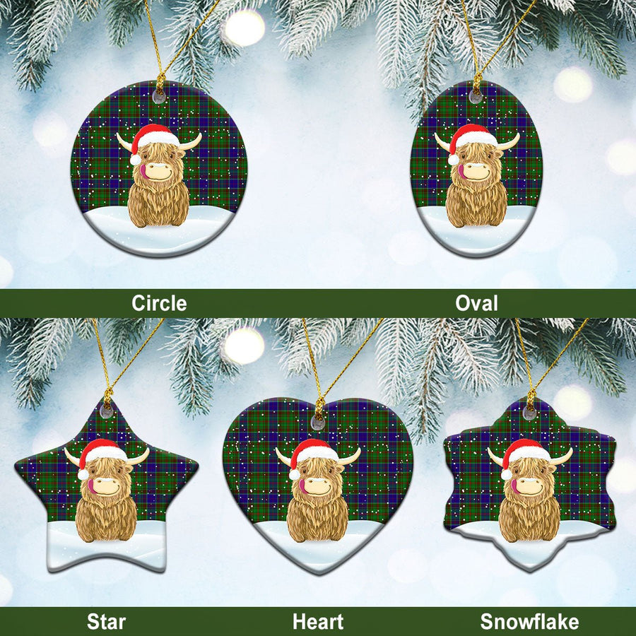 Clan Adam Tartan Christmas Ceramic Ornament Highland Cows Style CN36 Adam Tartan Tartan Ornament