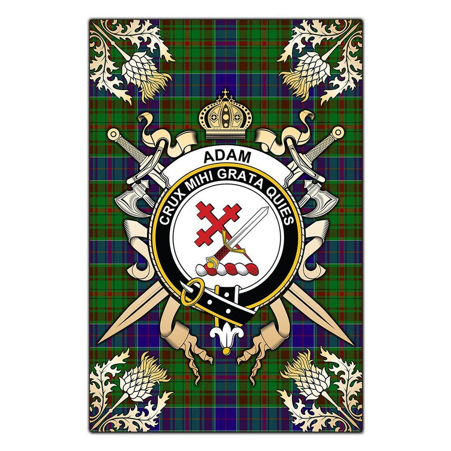 Clan Adam Tartan Crest Black Garden Flag