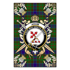 Clan Adam Tartan Crest Black Garden Flag - Gold Thistle PB39 Clan Adam Tartan Today