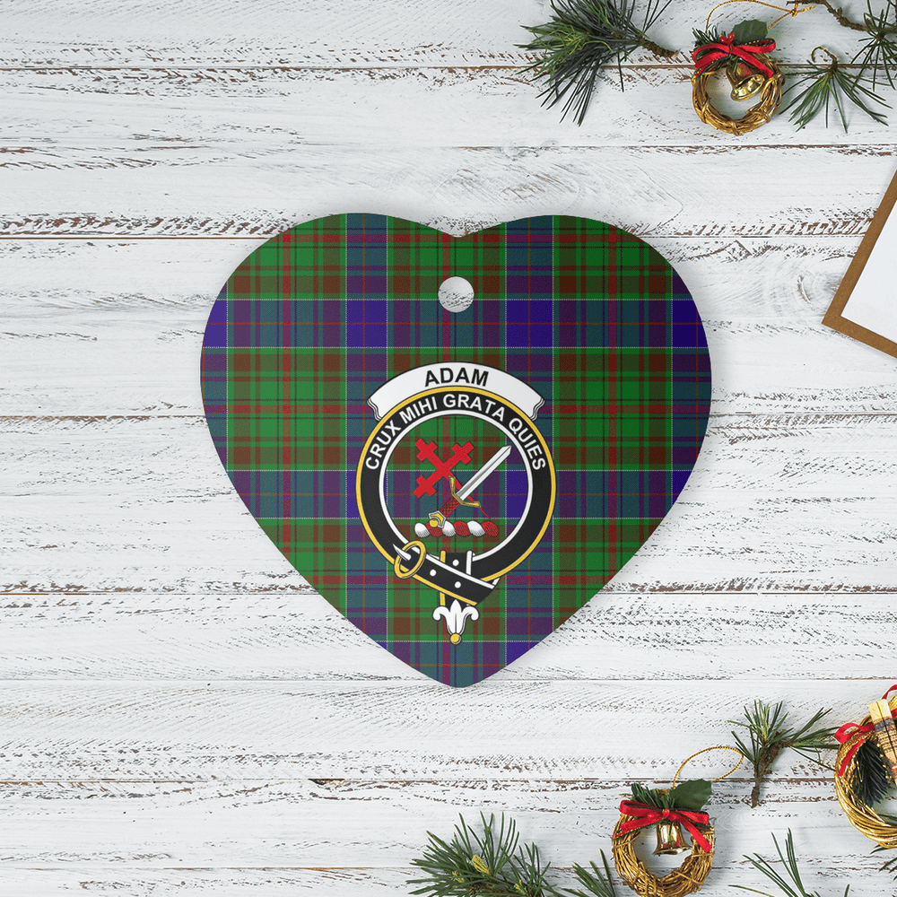 Clan Adam Tartan Crest Heart Ceramic Ornament KX87 Adam Tartan Tartan Christmas