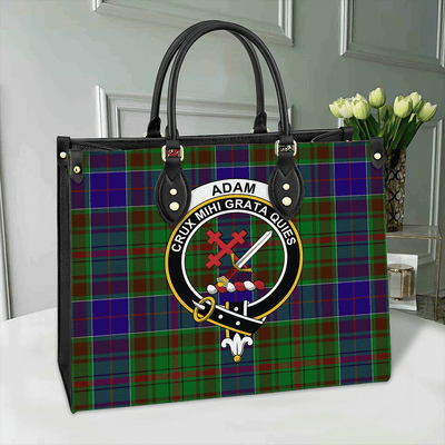 Clan Adam Tartan Crest Leather Bag XU49
