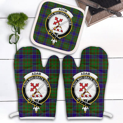 Clan Adam Tartan Crest Oven Mitt And Pot Holder (2 Oven Mitts + 1 Pot Holder) UT11