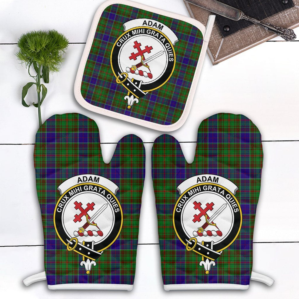 Clan Adam Tartan Crest Oven Mitt And Pot Holder (2 Oven Mitts + 1 Pot Holder) UT11 Clan Adam Tartan Today