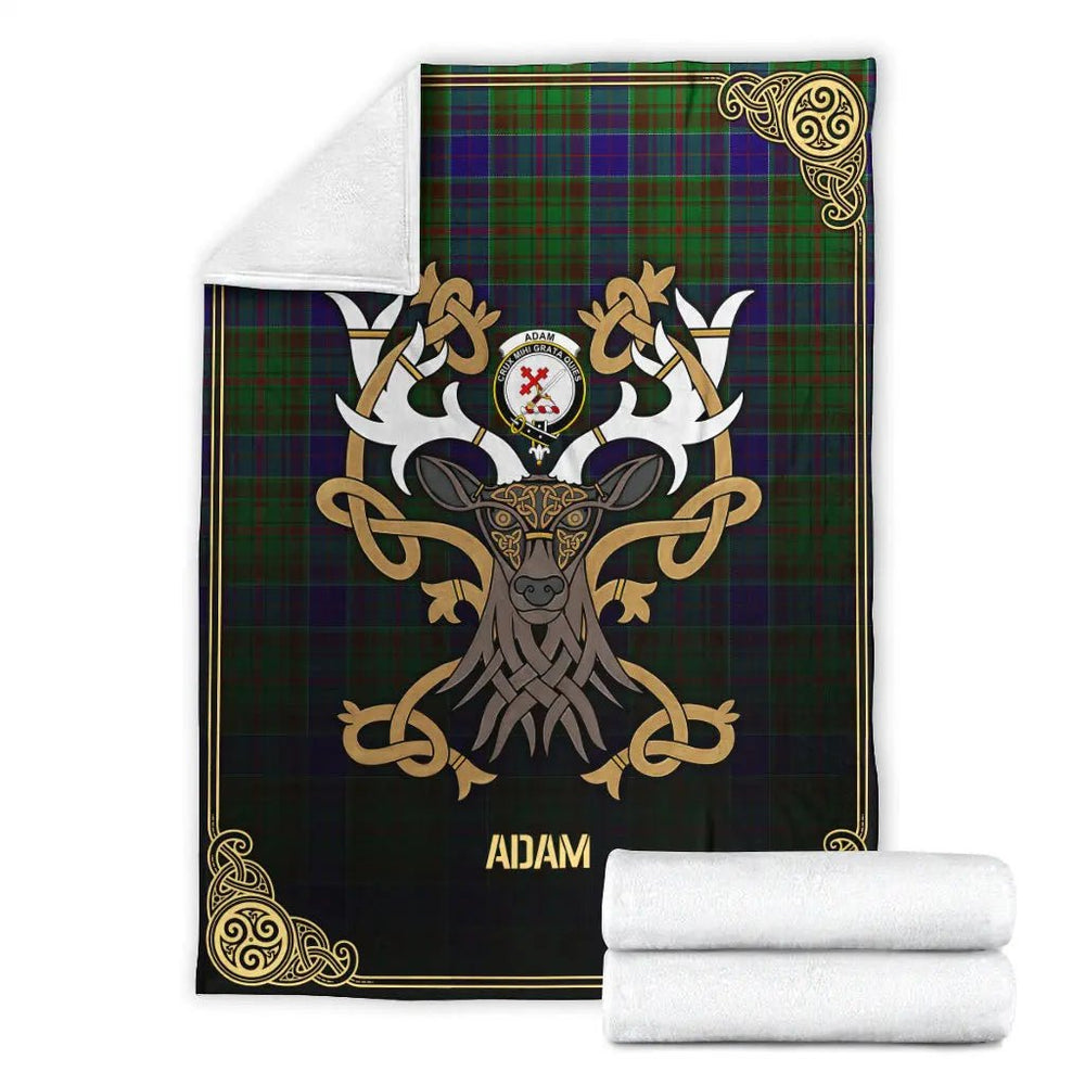 Clan Adam Tartan Crest Premium Blanket Celtic Stag Style KO87 Clan Adam Tartan Today