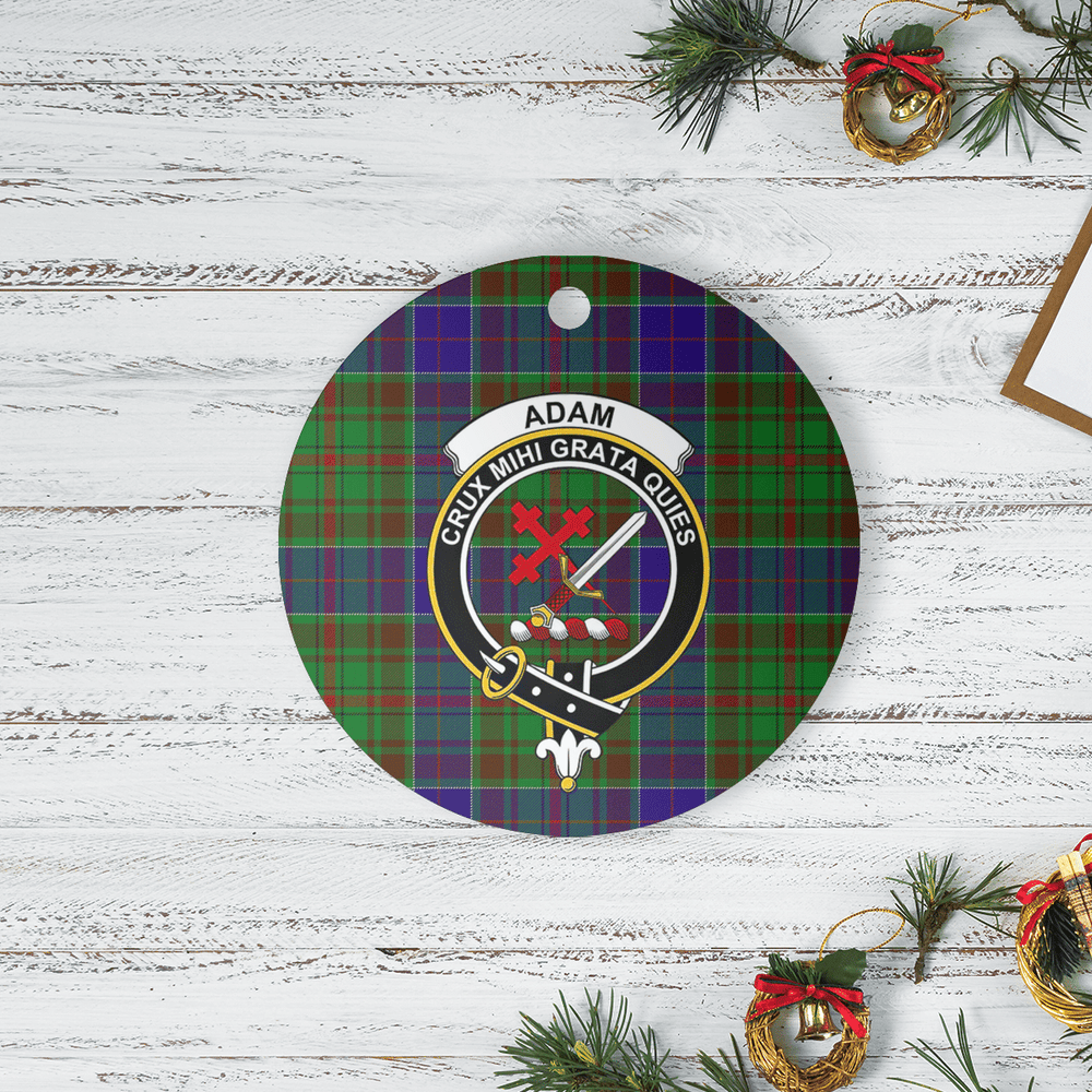 Clan Adam Tartan Crest Round Ceramic Ornament MV36 Adam Tartan Tartan Christmas