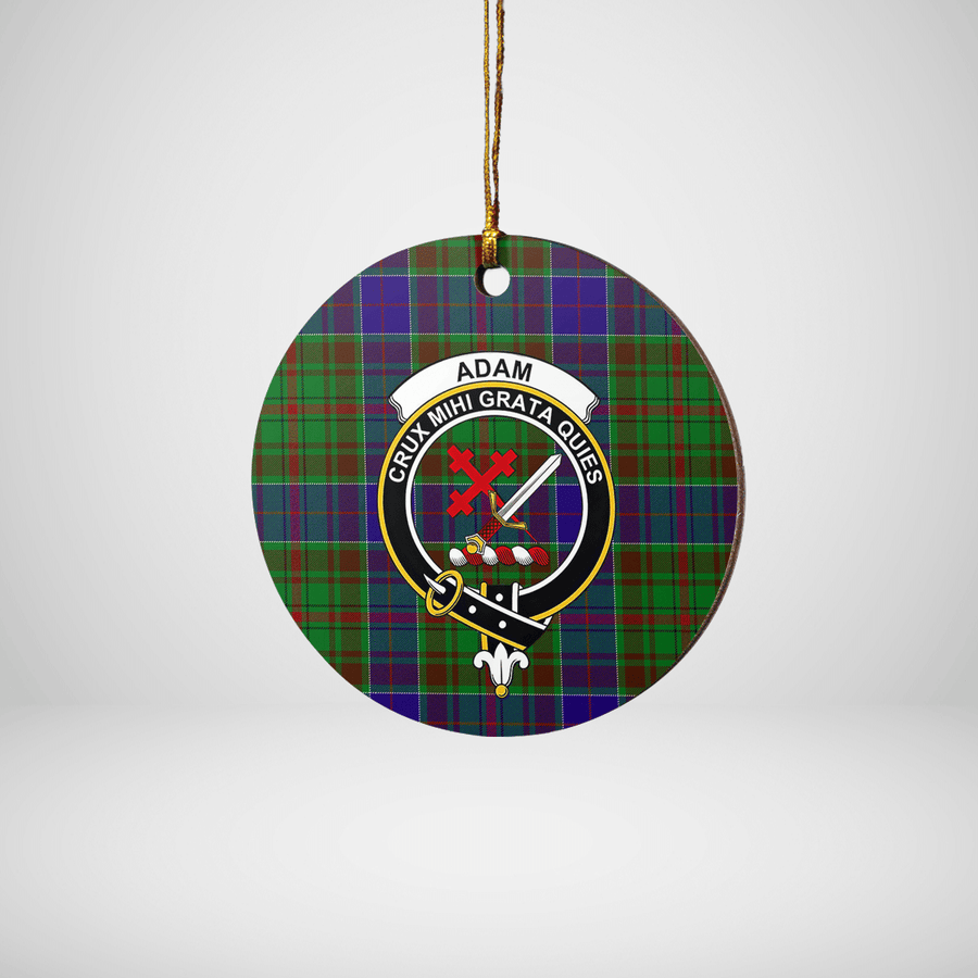 Clan Adam Tartan Crest Round Ceramic Ornament MV36 Adam Tartan Tartan Christmas