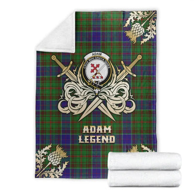 Clan Adam Tartan Gold Courage Symbol Blanket CW23