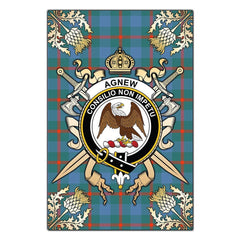 Clan Agnew Ancient Tartan Crest Black Garden Flag - Gold Thistle PB77 Clan Agnew Tartan Today