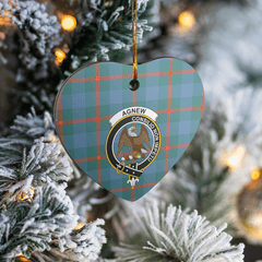 Clan Agnew Ancient Tartan Crest Heart Ceramic Ornament HF12 Agnew Ancient Tartan Tartan Christmas