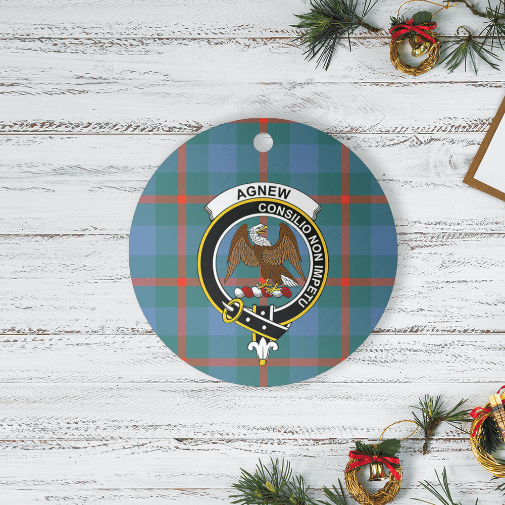 Clan Agnew Ancient Tartan Crest Round Ceramic Ornament IG74 Agnew Ancient Tartan Tartan Christmas
