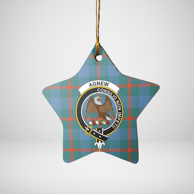 Clan Agnew Ancient Tartan Crest Star Ceramic Ornament VF35