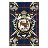 Clan Agnew Modern Tartan Crest Black Garden Flag  - Gold Thistle  KC95 Clan Agnew Tartan Today